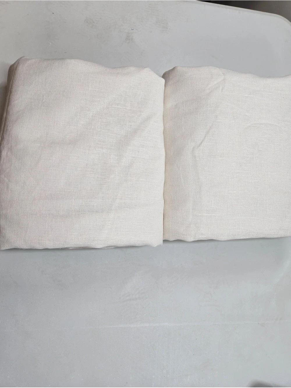 QUINCE Set 2 48x96 Heavyweight European Linen Room Darkening Curtain Sand 0141